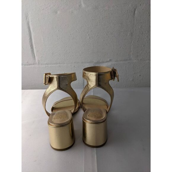 Vince Camuto Strappy Gold Tone Leather‎ Block Heels  Sandals Size 7.5 US New - Picture 4 of 8